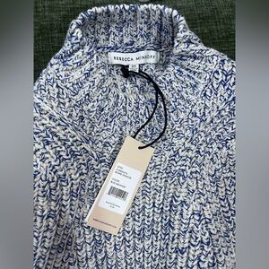 NWT Rebecca Minkoff Blue, White and Cream Cropped Knit Sweater
